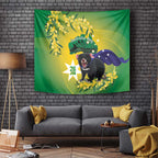 Tasimania Devil Australia Day Tapestry Aussie Aussie Aussie Oi! Oi! Oi! - Green