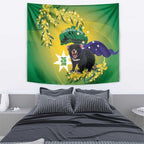 Tasimania Devil Australia Day Tapestry Aussie Aussie Aussie Oi! Oi! Oi! - Green