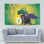 Tasimania Devil Australia Day Tapestry Aussie Aussie Aussie Oi! Oi! Oi! - Green