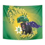Tasimania Devil Australia Day Tapestry Aussie Aussie Aussie Oi! Oi! Oi! - Green