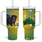 Tasimania Devil Australia Day Tumbler With Handle Aussie Aussie Aussie Oi! Oi! Oi! - Green