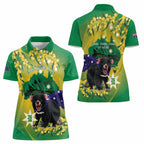 Tasimania Devil Australia Day Women Polo Shirt Aussie Aussie Aussie Oi! Oi! Oi! - Green
