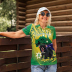 Tasimania Devil Australia Day Women Polo Shirt Aussie Aussie Aussie Oi! Oi! Oi! - Green