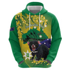 Tasimania Devil Australia Day Zip Hoodie Aussie Aussie Aussie Oi! Oi! Oi! - Green