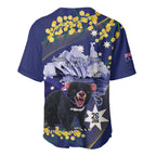 Tasimania Devil Australia Day Baseball Jersey Aussie Aussie Aussie Oi! Oi! Oi! - Blue