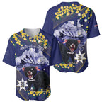 Tasimania Devil Australia Day Baseball Jersey Aussie Aussie Aussie Oi! Oi! Oi! - Blue