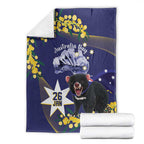 Tasimania Devil Australia Day Blanket Aussie Aussie Aussie Oi! Oi! Oi! - Blue