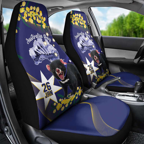 Tasimania Devil Australia Day Car Seat Cover Aussie Aussie Aussie Oi! Oi! Oi! - Blue