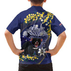 Tasimania Devil Australia Day Family Matching Long Sleeve Bodycon Dress and Hawaiian Shirt Aussie Aussie Aussie Oi! Oi! Oi! - Blue