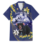 Tasimania Devil Australia Day Family Matching Mermaid Dress and Hawaiian Shirt Aussie Aussie Aussie Oi! Oi! Oi! - Blue