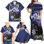 Tasimania Devil Australia Day Family Matching Off Shoulder Maxi Dress and Hawaiian Shirt Aussie Aussie Aussie Oi! Oi! Oi! - Blue