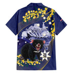 Tasimania Devil Australia Day Hawaiian Shirt Aussie Aussie Aussie Oi! Oi! Oi! - Blue