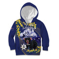 Tasimania Devil Australia Day Kid Hoodie Aussie Aussie Aussie Oi! Oi! Oi! - Blue