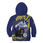 Tasimania Devil Australia Day Kid Hoodie Aussie Aussie Aussie Oi! Oi! Oi! - Blue