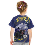 Tasimania Devil Australia Day Kid T Shirt Aussie Aussie Aussie Oi! Oi! Oi! - Blue