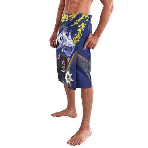 Tasimania Devil Australia Day Lavalava Aussie Aussie Aussie Oi! Oi! Oi! - Blue