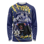 Tasimania Devil Australia Day Long Sleeve Shirt Aussie Aussie Aussie Oi! Oi! Oi! - Blue