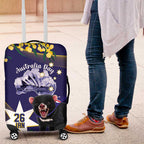 Tasimania Devil Australia Day Luggage Cover Aussie Aussie Aussie Oi! Oi! Oi! - Blue
