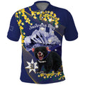 Tasimania Devil Australia Day Polo Shirt Aussie Aussie Aussie Oi! Oi! Oi! - Blue