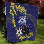 Tasimania Devil Australia Day Quilt Aussie Aussie Aussie Oi! Oi! Oi! - Blue