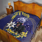 Tasimania Devil Australia Day Quilt Aussie Aussie Aussie Oi! Oi! Oi! - Blue
