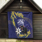 Tasimania Devil Australia Day Quilt Aussie Aussie Aussie Oi! Oi! Oi! - Blue