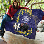 Tasimania Devil Australia Day Quilt Aussie Aussie Aussie Oi! Oi! Oi! - Blue