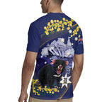 Tasimania Devil Australia Day Rugby Jersey Aussie Aussie Aussie Oi! Oi! Oi! - Blue
