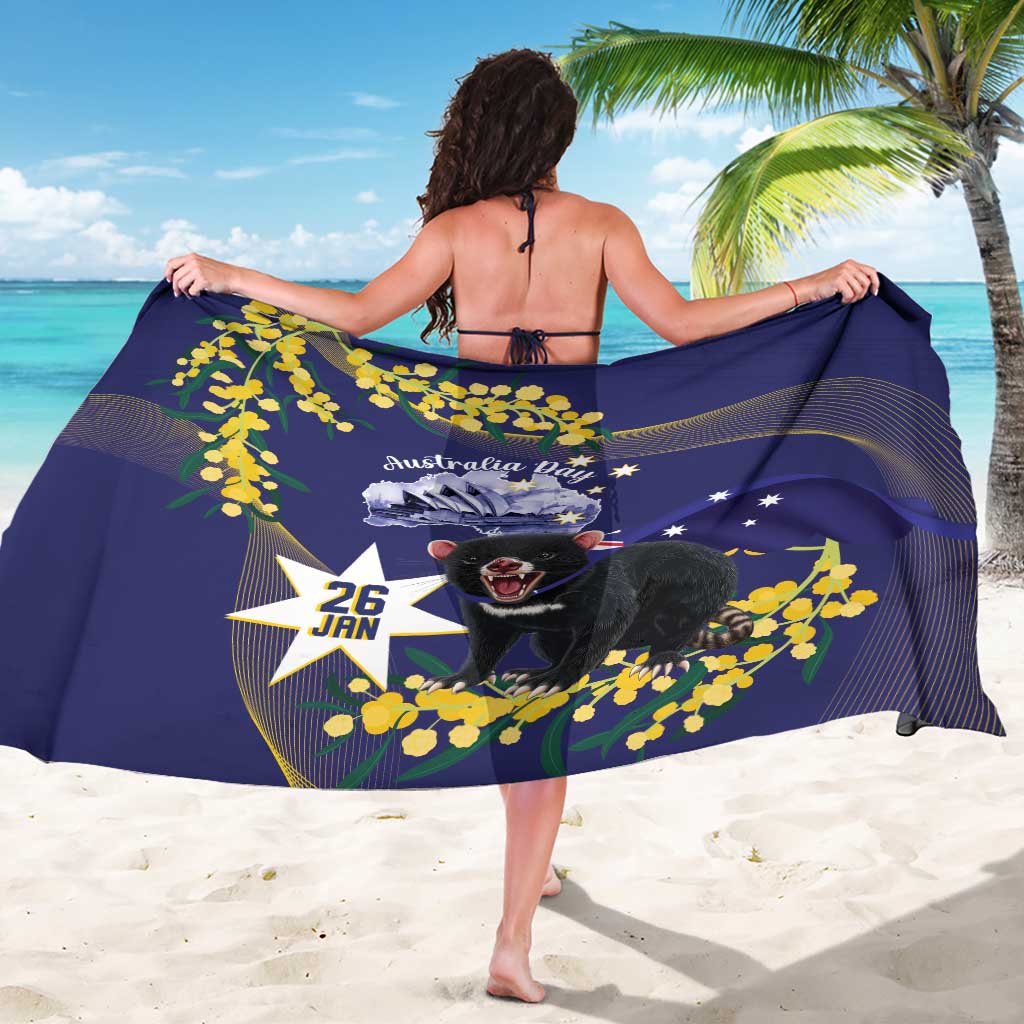 Tasimania Devil Australia Day Sarong Aussie Aussie Aussie Oi! Oi! Oi! - Blue