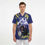 Tasimania Devil Australia Day Scrub Top Aussie Aussie Aussie Oi! Oi! Oi! - Blue - Aussie Hoodie