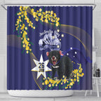 Tasimania Devil Australia Day Shower Curtain Aussie Aussie Aussie Oi! Oi! Oi! - Blue