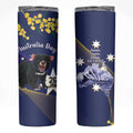 Tasimania Devil Australia Day Skinny Tumbler Aussie Aussie Aussie Oi! Oi! Oi! - Blue