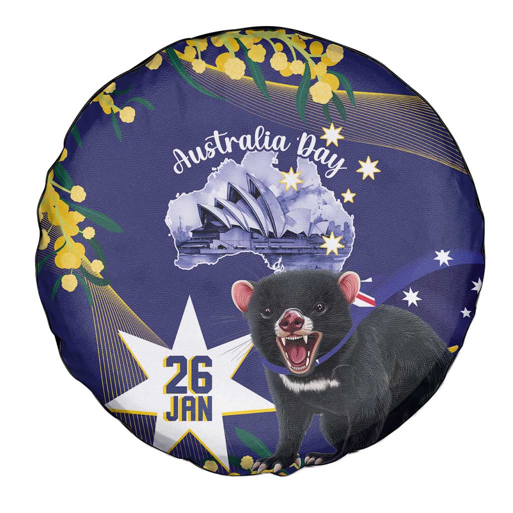 Tasimania Devil Australia Day Spare Tire Cover Aussie Aussie Aussie Oi! Oi! Oi! - Blue