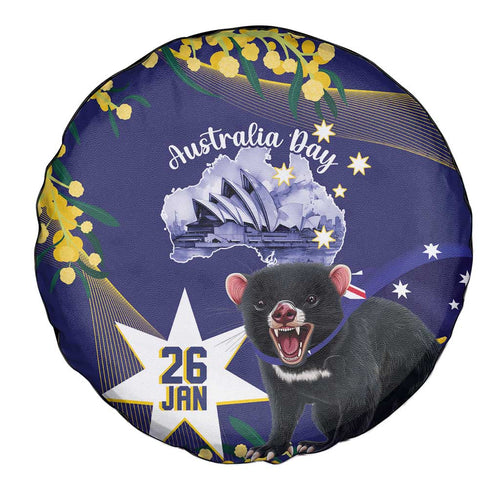 Tasimania Devil Australia Day Spare Tire Cover Aussie Aussie Aussie Oi! Oi! Oi! - Blue