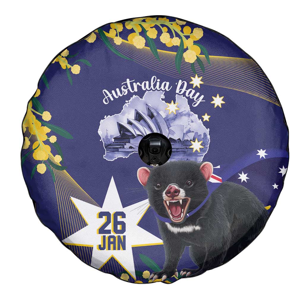Tasimania Devil Australia Day Spare Tire Cover Aussie Aussie Aussie Oi! Oi! Oi! - Blue