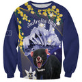 Tasimania Devil Australia Day Sweatshirt Aussie Aussie Aussie Oi! Oi! Oi! - Blue