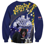 Tasimania Devil Australia Day Sweatshirt Aussie Aussie Aussie Oi! Oi! Oi! - Blue