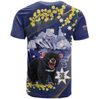 Tasimania Devil Australia Day T Shirt Aussie Aussie Aussie Oi! Oi! Oi! - Blue