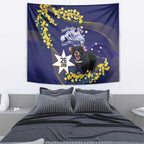 Tasimania Devil Australia Day Tapestry Aussie Aussie Aussie Oi! Oi! Oi! - Blue