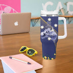 Tasimania Devil Australia Day Tumbler With Handle Aussie Aussie Aussie Oi! Oi! Oi! - Blue