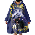 Tasimania Devil Australia Day Wearable Blanket Hoodie Aussie Aussie Aussie Oi! Oi! Oi! - Blue