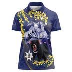 Tasimania Devil Australia Day Women Polo Shirt Aussie Aussie Aussie Oi! Oi! Oi! - Blue