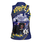 Tasimania Devil Australia Day Women Sleeveless Polo Shirt Aussie Aussie Aussie Oi! Oi! Oi! - Blue