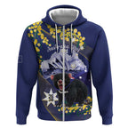 Tasimania Devil Australia Day Zip Hoodie Aussie Aussie Aussie Oi! Oi! Oi! - Blue