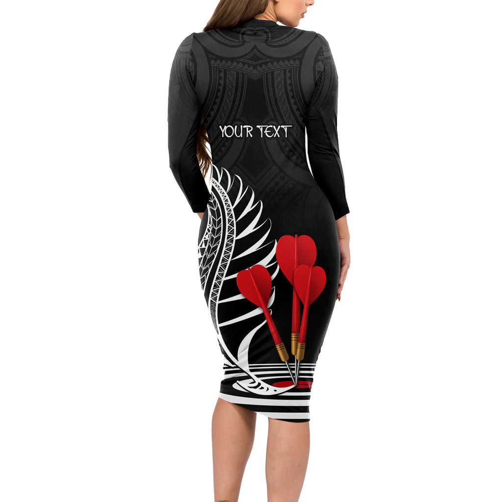personalised-new-zealand-darts-long-sleeve-bodycon-dress-aotearoa-maori-fern-bring-it-on
