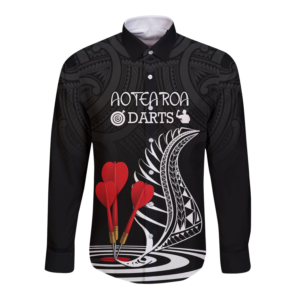 personalised-new-zealand-darts-long-sleeve-button-shirt-aotearoa-maori-fern-bring-it-on