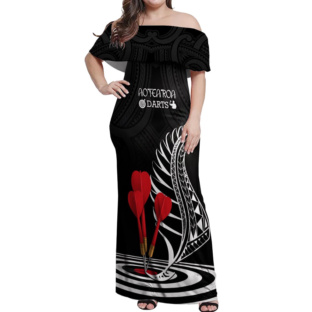 personalised-new-zealand-darts-off-shoulder-maxi-dress-aotearoa-maori-fern-bring-it-on