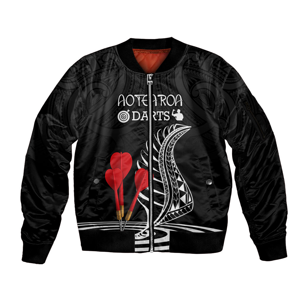 personalised-new-zealand-darts-sleeve-zip-bomber-jacket-aotearoa-maori-fern-bring-it-on