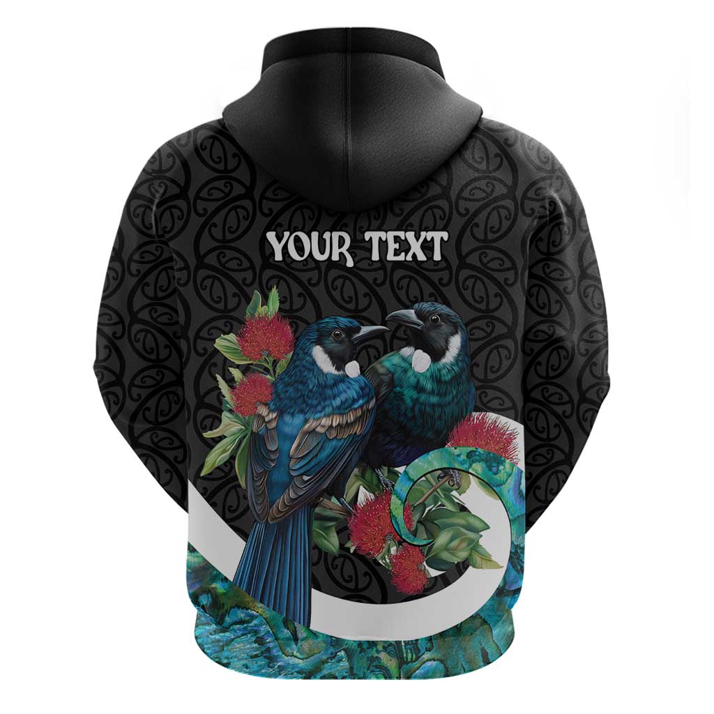Personalised Valentine's Day New Zealand Hoodie Tui Bird Couple Kowhaiwhai Mix Pohutukawa