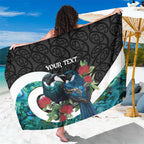 Personalised Valentine's Day New Zealand Sarong Tui Bird Couple Kowhaiwhai Mix Pohutukawa